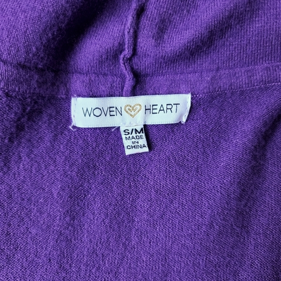 Woven Heart Purple poncho sweater scowl neck size SM - Picture 2 of 6